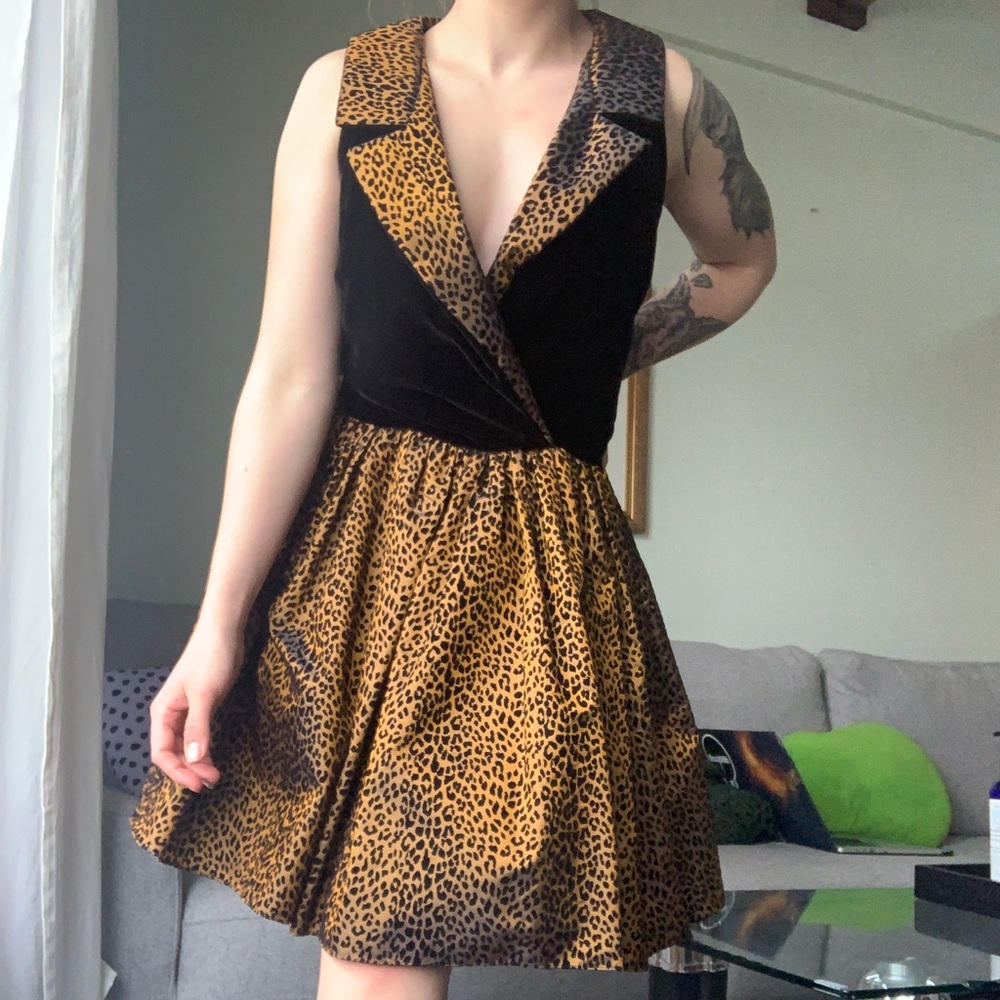 Cheetah Velvet 80s Vintage Dress!